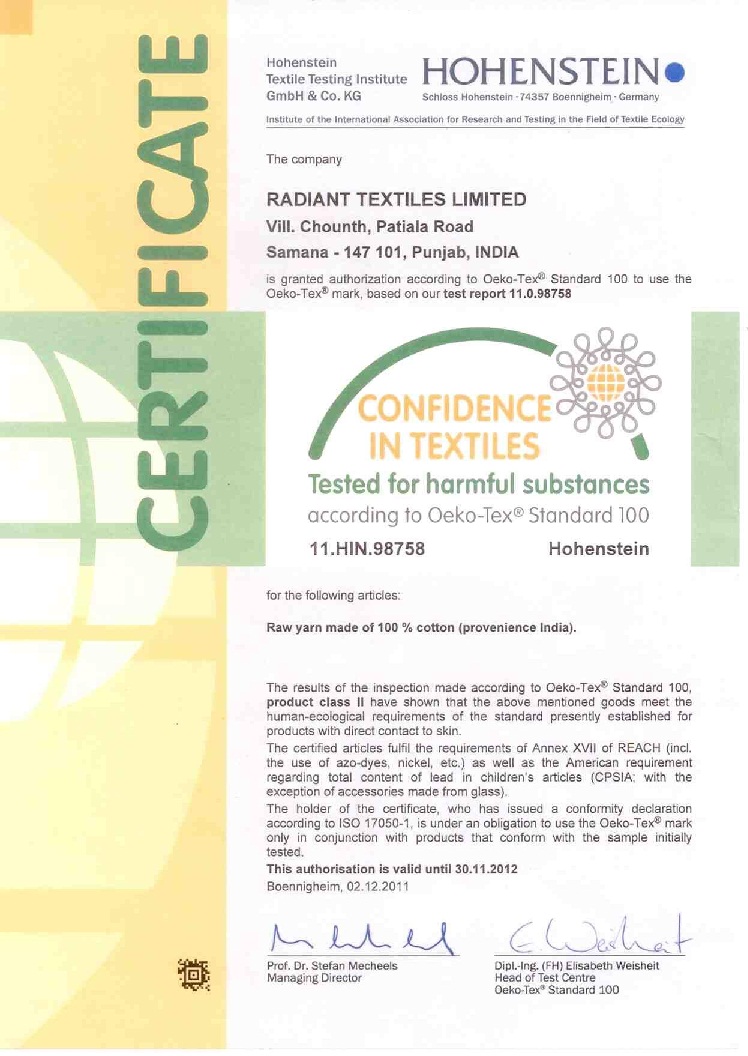 Radiant Certificate